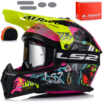 KASK MOTOCYKLOWY | LS2 MX708 FAST II + GOGLE | LEKKI ENDURO CROSS QUAD ATV