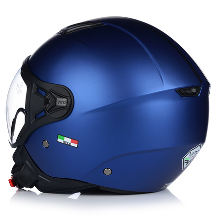 KASK MOTOCYKLOWY OTWARTY | VITO MODA RETRO BLUE | SKUTER CHOPPER ECE 22.06