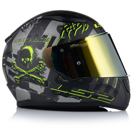KASK MOTOCYKLOWY LS2 FF353 RAPID II PIRATES ECE 22.06 + ZŁOTA SZYBA