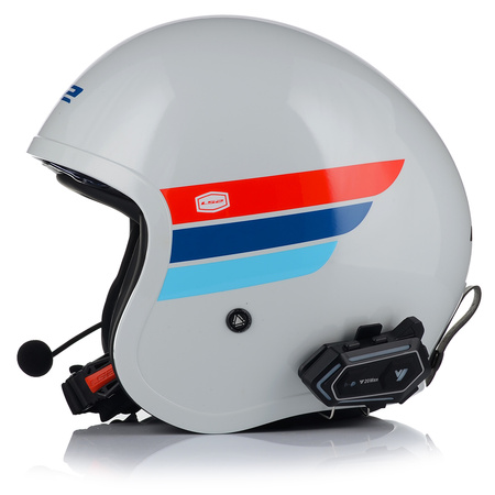 KASK MOTOCYKLOWY LS2 OF599 SPITFIRE RETRO BIAŁY + INTERKOM 1ST BLUETOOTH