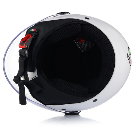 KASK MOTOCYKLOWY OTWARTY VITO UNO BIAŁY POŁYSK SKUTER CHOPPER + INTERKOM