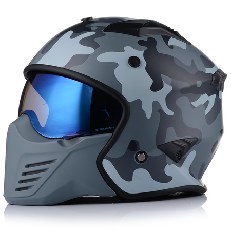 KASK MOTOCYKLOWY OTWARTY | VITO BRUZANO MATT | ODPINANA SZCZĘKA  + 2x SZYBA