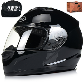 INTEGRALNY KASK MOTOCYKLOWY ZAMKNIĘTY NA MOTOR SKUTER AWINA CZARNY POŁYSK