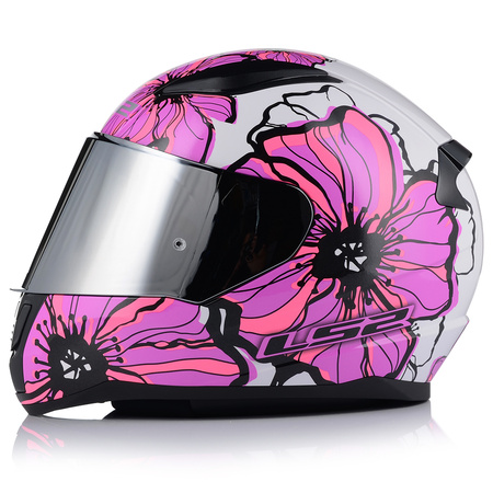 KASK MOTOCYKLOWY LS2 FF353 RAPID II POPPIES DAMSKI RÓŻOWY  + LUSTRZANA SZYBA