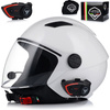 KASK MOTOCYKLOWY OTWARTY VITO UNO BIAŁY POŁYSK SKUTER CHOPPER + INTERKOM
