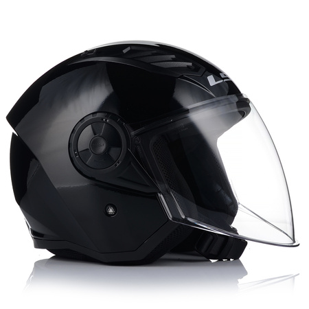 OTWARTY KASK MOTOCYKLOWY LS2 OF616 AIRFLOW II CZARNY POŁYSK SKUTER CHOPPER