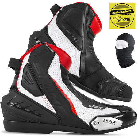BUTY MOTOCYKLOWE | SHIMA SX-6 WHITE/RED | KRÓTKIE MĘSKIE MIEJSKIE + GRATISY
