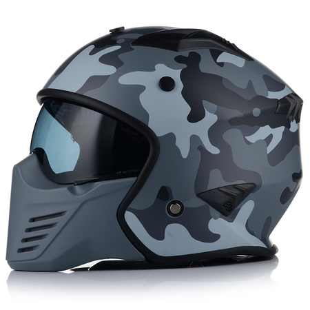 KASK MOTOCYKLOWY OTWARTY | VITO BRUZANO MATT | ODPINANA SZCZĘKA  + 2x SZYBA