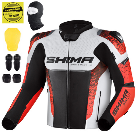 KURTKA MOTOCYKLOWA | SHIMA STR 2.0 FLUO | MĘSKA SKÓRZANA SPORTOWA + GRATIS