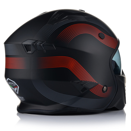 KASK MOTOCYKLOWY | VITO BRUZANO RED | OTWARTY + ODPINANA SZCZĘKA + BLENDA