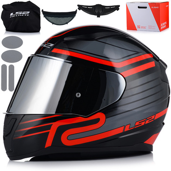 KASK MOTOCYKLOWY LS2 FF353 RAPID II CIRCUIT ECE 22.06 + SREBRNA SZYBA