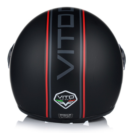 KASK MOTOCYKLOWY OTWARTY | VITO LORETO | CZARNY MAT SKUTER CHOPPER ECE 22.06