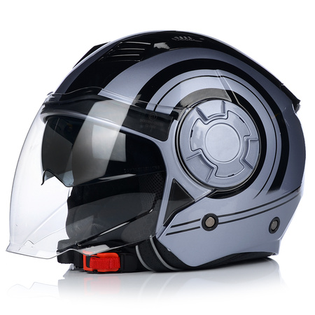 KASK MOTOCYKLOWY | VITO ISOLA GREY | OTWARTY POŁYSK SKUTER CHOPPER + BLENDA
