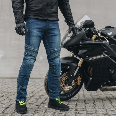 SPODNIE MOTOCYKLOWE | OZONE HORNET BLUE | MĘSKIE JEANSY ARAMIDOWE + GRATIS