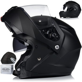 KASK MOTOCYKLOWY | HJC C91 MATT BLACK | SZCZĘKOWY SYSTEM PINLOCK + BLENDA