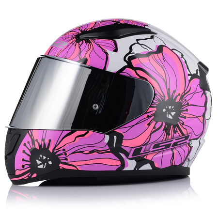 KASK MOTOCYKLOWY LS2 FF353 RAPID II POPPIES DAMSKI RÓŻOWY  + LUSTRZANA SZYBA