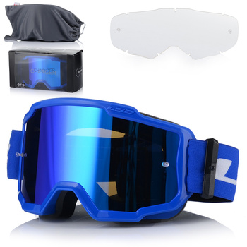 GOGLE MOTOCYKLOWE LS2 CHARGER NIEBIESKIE + 2xSZYBA LUSTRZANKA ANTYPARA