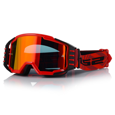 GOGLE MOTOCYKLOWE LS2 CHARGER PRO CZERWONE + 2xSZYBA LUSTRZANKA ANTIFOG