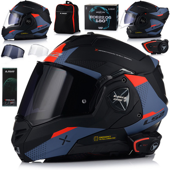 KASK MOTOCYKLOWY LS2 FF901 ADVANT OBLIVION BLUE + INTERKOM VITO BLUETOOTH