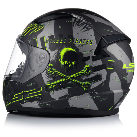 KASK MOTOCYKLOWY LS2 FF353 RAPID II PIRATES MAT + INTERKOM VITO BLUETOOTH
