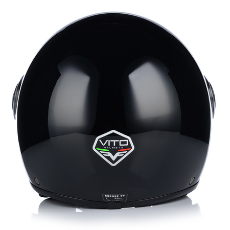 KASK MOTOCYKLOWY OTWARTY | VITO LORETO | CZARNY POŁYSK SKUTER CHOPPER ECE 22.06