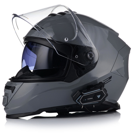 KASK MOTOCYKLOWY LS2 FF800 STORM II SZARY POŁYSK + INTERKOM 1ST BLUETOOTH