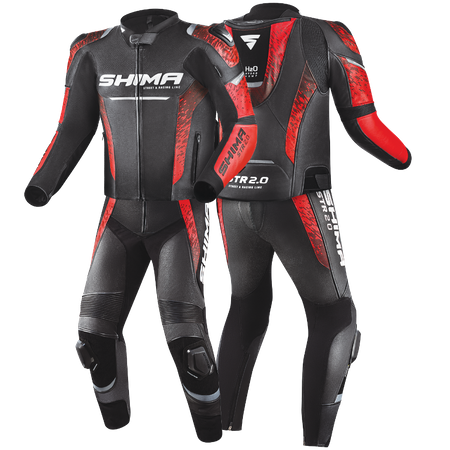 SPODNIE MOTOCYKLOWE | SHIMA STR 2.0 RED | MĘSKIE SKÓRZANE SPORTOWE + GRATIS