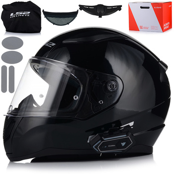 Kask motocyklowy LS2 FF353 RAPID II czarny połysk + interkom 1ST Bluetooth