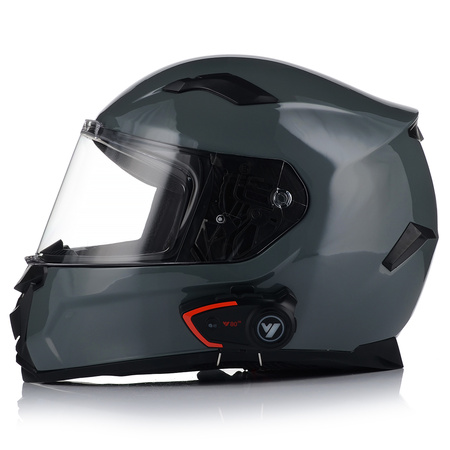 KASK MOTOCYKLOWY | VITO DUOMO | SZARY POŁYSK + INTERKOM VITO BLUETOOTH