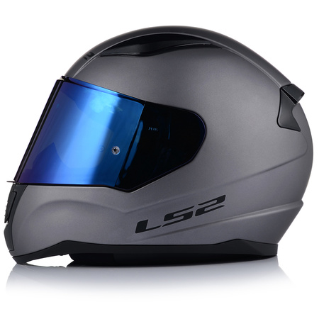 KASK MOTOCYKLOWY LS2 FF353 RAPID II SZARY MAT ECE 22.06 + NIEBIESKA SZYBA