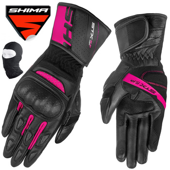RĘKAWICE MOTOCYKLOWE | SHIMA STX 2.0 PINK | DAMSKIE SKÓRZANE DŁUGIE +GRATIS