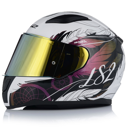 KASK MOTOCYKLOWY LS2 FF353 RAPID II BOHO DAMSKI 22.06 + ZŁOTA SZYBA
