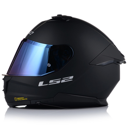 KASK MOTOCYKLOWY LS2 FF808 STREAM II CZARNY MAT MĘSKI BLENDA + NIEBIESKA SZYBA