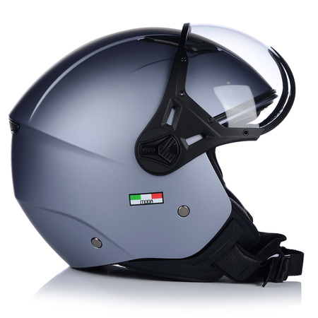 KASK MOTOCYKLOWY OTWARTY | VITO MODA | SZARY MAT SKUTER CHOPPER ECE 22.06 