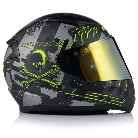 KASK MOTOCYKLOWY LS2 FF353 RAPID II PIRATES ECE 22.06 + ZŁOTA SZYBA