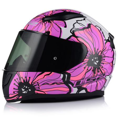 KASK MOTOCYKLOWY LS2 FF353 RAPID II POPPIES DAMSKI RÓŻOWY + CIEMNA SZYBA