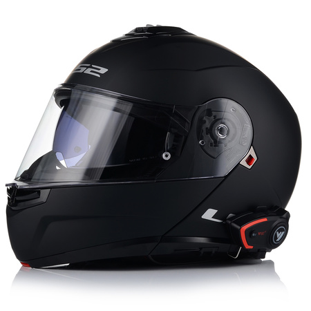 KASK MOTOCYKLOWY LS2 FF908 SZCZĘKOWY CZARNY MATT + INTERKOM VITO BLUETOOTH