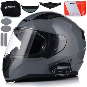KASK MOTOCYKLOWY LS2 FF353 RAPID II NARDO GREY + INTERKOM 1ST BLUETOOTH