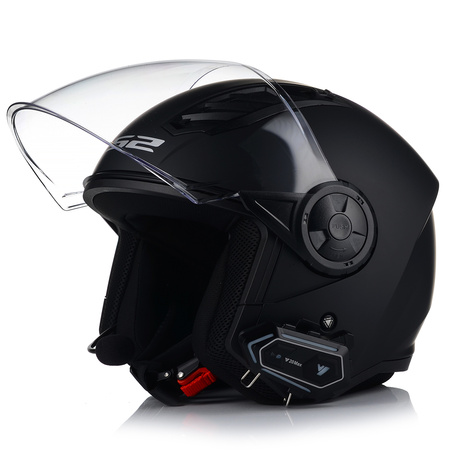OTWARTY KASK MOTOCYKLOWY LS2 OF616 II CZARNY MAT + INTERKOM  BLUETOOTH