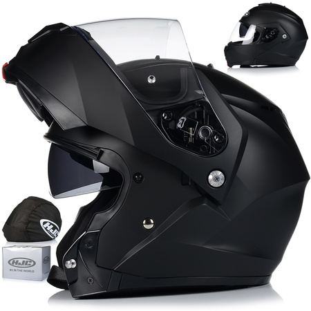 KASK MOTOCYKLOWY | HJC C91 MATT BLACK | SZCZĘKOWY SYSTEM PINLOCK + BLENDA