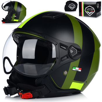 KASK MOTOCYKLOWY OTWARTY | VITO MODA RETRO MAT | SKUTER CHOPPER ECE 22.06