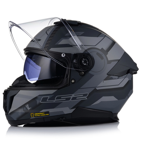 KASK MOTOCYKLOWY LS2 FF808 STREAM II SHADOW MATT SYSTEM PINLOCK + BLENDA