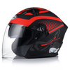OTWARTY KASK MOTOCYKLOWY CZERWONY MATT SKUTER CHOPPER + BLENDA + INTERKOM