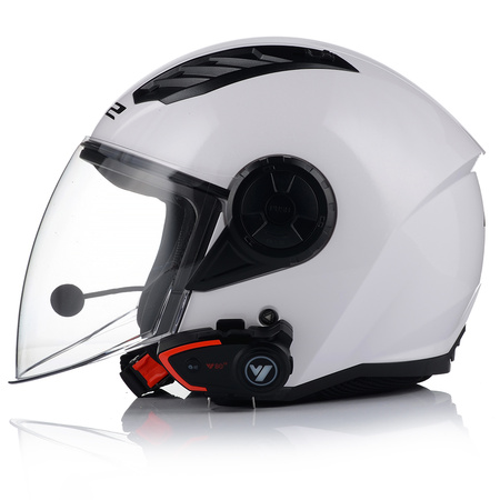 OTWARTY KASK MOTOCYKLOWY LS2 OF616 II BIAŁY POŁYSK + INTERKOM BLUETOOTH