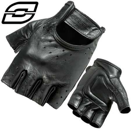 RĘKAWICE MOTOCYKLOWE | OZONE RASCAL | BEZ PALCÓW KRÓTKIE SKÓRZANE + GRATIS