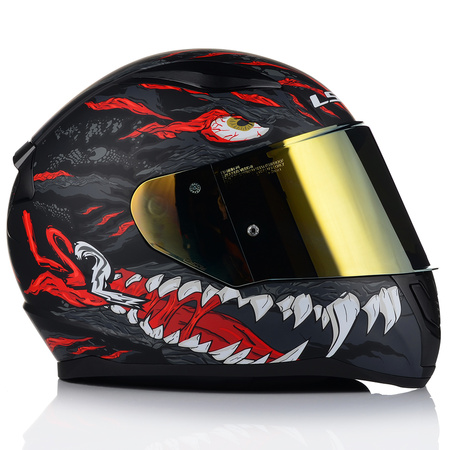 KASK MOTOCYKLOWY LS2 FF353 RAPID II KAIJU 06 + LUSTRZANKA ZŁOTA SZYBA