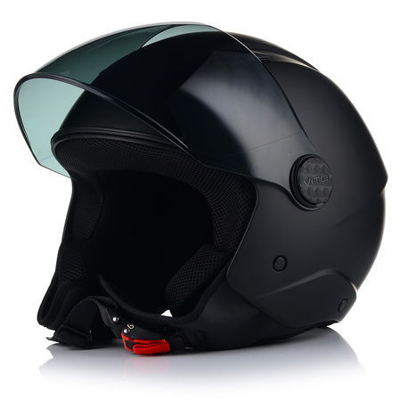 KASK MOTOCYKLOWY OTWARTY VITO UNO CZARNY MATT SKUTER CHOPPER  + 2x SZYBA