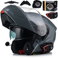 KASK MOTOCYKLOWY VITO FURIO NARDO GREY SZCZĘKOWY + INTERKOM VITO BLUETOOTH