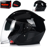 KASK MOTOCYKLOWY OTWARTY CZARNY POŁYSK SKUTER CHOPPER + BLENDA ECER 22.06