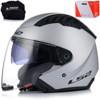 OTWARTY KASK MOTOCYKLOWY LS2 OF600 COOPTER II SZARY MATT 22.06 + BLENDA